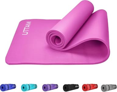 UTTAM Yoga Mat | Multi-Purpose Extra Thick Foam Exercise Mats | Stretching, Resistance Workout & Therapy – Pilates, Home & Gym Equipment Accessory for Men Women Kids (183 x 60cm) (Pink)