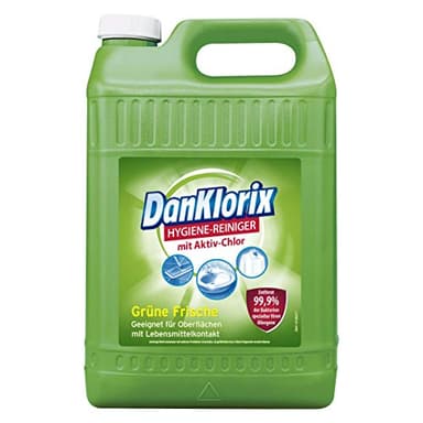 Dan Klorix Hygiene-Reiniger Grüne Frische mit Chlor 5L - Reiniger für Haus & Garten, hochwirksam gegen Bakterien, Viren, Keime & Schimmelpilze