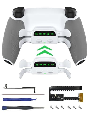 CHARM FOCUS Remap Kit 4 Rückseitige Paddles Kompatibel mit PS5-Controller BDM-030/040/050, DIY PS5 Controller Mod-Shell mit Rückseiten Buttons, Gummierte Grifffläche, Paddles Attachment, Weiß