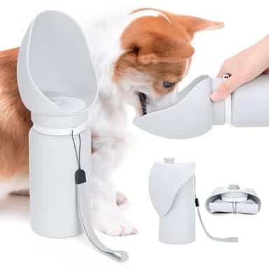 Lanpeeking Hundetrinkflasche 550 ml – Faltbare, auslaufsichere Wasserflasche aus lebensmittelechtem Silikon, tragbare Reise-Trinkflasche für Hunde & Katzen, ideal für Spaziergang, Wandern & Camping