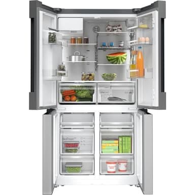 Bosch KFD96APEA, Serie 6, Smarter XXL-French Door Kühlschrank, 183 x 90,5 cm, 375 L Kühlen & 199 L Gefrieren, NoFrost, Eis- und Wasserspender, VitaFresh für längere Frische, Gebürsteter Stahl