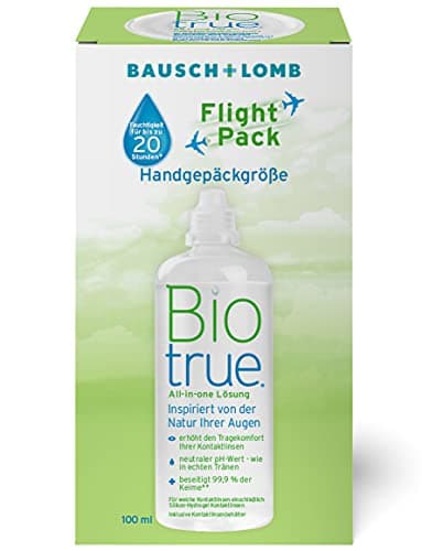 Bausch + Lomb Biotrue All-in-One Lösung- Kontaktlinsenreiniger und Aufbewahrungslösung für weiche Kontaktlinsen, Flight Pack - Reise-Set, 1 x 100 ml