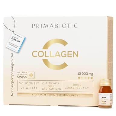Kollagen Trinkampullen – Primabiotic Collagen Peptide 10000 mg | 30 Ampullen à 30 ml (900 ml) | Flüssiger Beauty Drink in Premium-Qualität | 95% Absorption | Für Haut, Haare & Gelenke