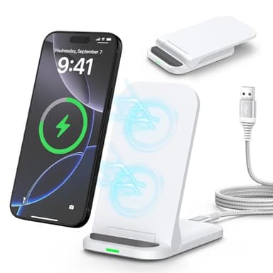15W Faltbar Samsung Wireless Charger Stand Induktive Ladestation für Samsung Galaxy S25 Ultra/S24/S23/S22/S21/S20,Google Pixel 10 Pro 9 8,Handy Ladestation Schnelles Kabelloses Ladegerät für iPhone 17