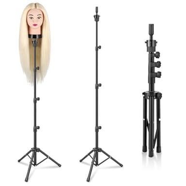TwoWin 55 Zoll (140cm) Perückenständer, Frisierkopf Ständer, Verstellbar Schaufensterpuppen kopfständer für Friseur, Übungskopf Ständer für Kosmetologie Friseur Ausbildung