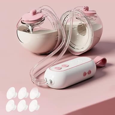 Milchpumpe Elektrisch, 2 Elektrische Milchpumpe Handsfree Breast Pump Electric Tragbare mit 4 Modi & 17/19/21mm Flanschen, BPA Frei (Rosa)