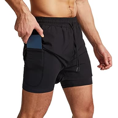 Danfiki Herren Sport Shorts Kurze Hose Laufshorts 2 in 1 Schnell Trocknend Sporthose Leicht Gym Athletic Outdoor Marathon Workout Trainingsshorts