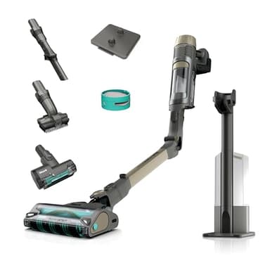 Shark PowerDetect Clean & Empty Akku-Staubsauger mit Absaugstation, bis 70 Min. Laufzeit, kabellos, selbstentleerend, für Tierhaare, Allergiker, Teppich und Hartböden, mit LED-Licht, Gold, IP3253EUT