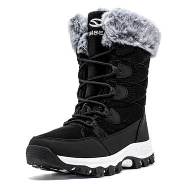 CLYCTIP Warm Gefüttert Winterschuhe Damen Schneestiefel Wasserdicht Outdoor Trekking Wanderschuhe Gr. 37-42 (schwarz, Erwachsene, Damen, 39, Numerisch, EU Schuhgrößensystem, M)