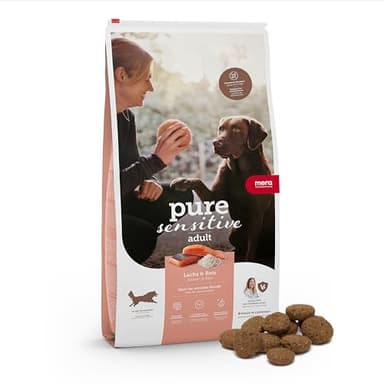 MERA Pure Sensitive Lachs & Reis, Hundefutter trocken für Sensible Hunde, Trockenfutter aus Lachs und Reis, Futter für ausgewachsenen Hund, ohne Weizen und Zucker (12,5 kg)