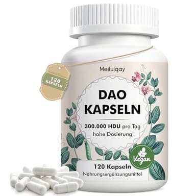 DAO Kapseln, 120 Stück - Hochdosiert: 300.000 HDU pro Tag - DAO-Enzym aus Erbsen - 100% vegan