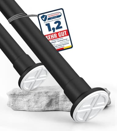 MEISENBERG Teleskopstange zum Klemmen 260-310cm, Matt Schwarz, Ø 32 mm, Multifunktionale Spannstange ohne Bohren - Vorhangstange Klemmstange für Gardinen, Bäder und Balkon