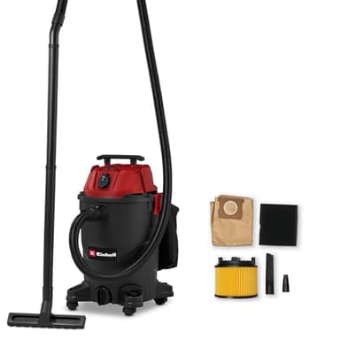 Einhell Wet/Dry Vacuum Cleaner TC-VC 3055 A (850 Watts, 190 mbar Suction Power, Automatic Socket, 30 L Collection Container, Carrying Handle, incl. nozzles, Filters and Dirt Collection Sack)