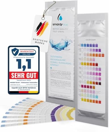 smardy 10x Wasser Teststreifen 13in1 Wasserteststreifen für Trinkwasser Pool Test Wasserqualität Wassertest für Trinkwasser Gesamthärte ph Chlor Blei Nitrat