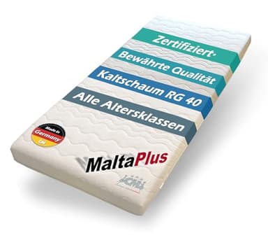 Schaumstoffmatratze Malta Plus Kaltschaum Matratze 90 x 200 cm punktelastisch atmungsaktiv mit waschbarem Frotteebezug Kindermatratze Jugendmatratze 90x200 cm Made in Germany