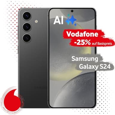 Samsung Galaxy S24 mit Vodafone Vertrag | Aktion: 25% Basispreis-Rabatt | 24 Mon. Laufzeit | in Onyx Black | mit 128 GB Speicher