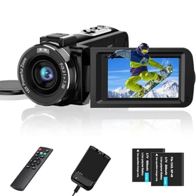 Aasonida Videokamera 2.7K Camcorder 36MP 16X Digitalzoom IR-Nachtsicht 3.0'' Berühren Sie den IPS-Bildschirm Webcam Kamera für YouTube Tiktok mit 2 Batterien