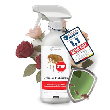 Oramics Flohspray für Wohnung & Möbel – Effektives Umgebungsspray gegen Flöhe, Zecken & Milben – Langzeit Ungezieferspray & Flohmittel für Katzen- & Hunde-Zubehör (Sofortwirkung)