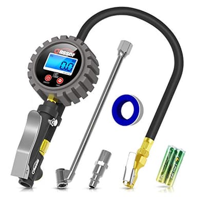 Oasser Digitaler Reifendruckmesser Reifenfüller 255 PSI Reifendruckmesser Digitaler Reifendruckprüfer US&EU Standard Anschluss Reifendruckmessgerät für Auto Motorrad Fahrrad