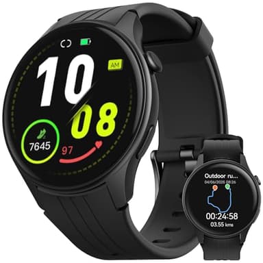 Parsonver Smartwatch mit Integriertes GPS, laufuhr mit Bluetooth Telefonfunktion, Sportuhr mit 100+ Sportmodi, Herzfrequenz, Schlaf, IP68 Wasserdicht, Smart Watch für Android/iPhone (Schwarz, 43 mm)