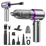 CLZFXS 3-in-1 Handstaubsauger Akku Kabellos - 18000Pa Staubgebläse Druckluft und Auto Staubsauger - Mini Autostaubsauger für Haus Küche Tierhaare (Lila)