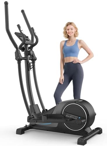 Cowmew Crosstrainer für Zuhause, Ultraleiser Magnetischer Ellipsentrainer mit 16 Widerstandsstufen, 8 kg Schwungrad, rutschfeste Pedale mit 42 cm Schrittlänge, Belastbarkeit 150 kg, LCD-Monitor