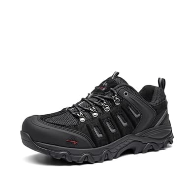 NORTIV 8 Herren wasserdichte Wanderschuhe Low Top Leichte Outdoor Trekking Camping Trail Wanderschuhe,Size 43W,Schwarz/Grau,QUEST-1-W