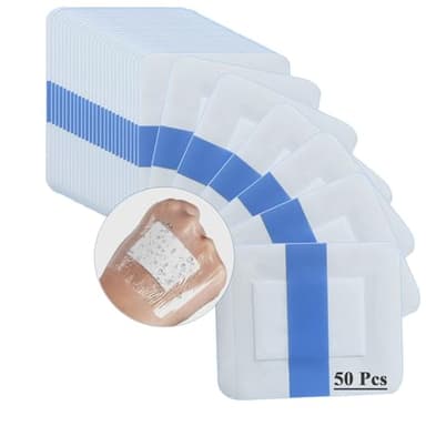 50 Stück Wasserdicht Transparent Bandage,6x7cm Duschpflaster Wasserfest Pflaster,Steril, Transparent, Starker Halt,Ideal zum Duschen, Sport,