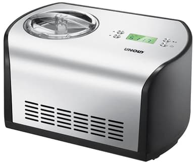 Unold 48865 Eismaschine One - Schwarz, mit Kompressor, 135 Watt,1,2 Liter Eiscreme, auch für veganes und laktosefreies Eis geeignet, Edelstahl, LCD-Display