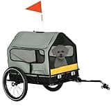 PawHut 3-in-1 Hundeanhänger Haustierhaus, Lastenanhänger Hundefahrradanhänger, Hundewagen mit Reflektoren für kleine Hunde bis 10 kg, Oxford, Grau