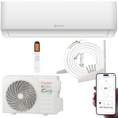 Split Klimaanlage 12000 BTU (bis 45m²) HANTECH H-PRO Heiz-&Kühlfunktion, Luftfilter, WIFI, Montagematerial weiß
