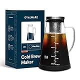 ovalware Cold Brew Coffee Maker - Luftdichte Kaffeemaschine für kalten Kaffee und Teesieb mit Ausguss RJ3 Brühglaskaraffe mit (1.0 Liter)