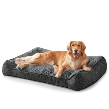 JOEJOY Orthopädisches Hundebett Grosse Hunde, XXL Hundebett Waschbar, rutschfest Hundesofa, Hundekorb Große aus weichem Kunstkaninchenfell, 122x89x25cm