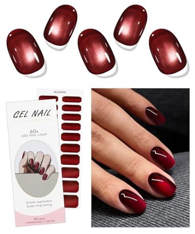 JMEOWIO Nagelfolie Katzenaugen Rot Gel Nail Nagelfolien Selbstklebend Nagelsticker Uv Härtend Dekoration Nageldesign Zubehör