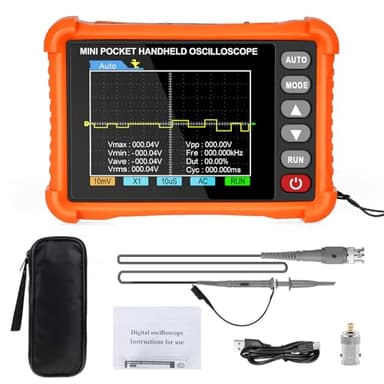 Kethvoz Mini Oszilloskop 500 kHz Bandbreite, 2.5 MS/s Abtastung, Handheld USB Oscilloscope mit 2,8" TFT Anzeige Auto/Normal/Single Trigger Funktionen KE-500K