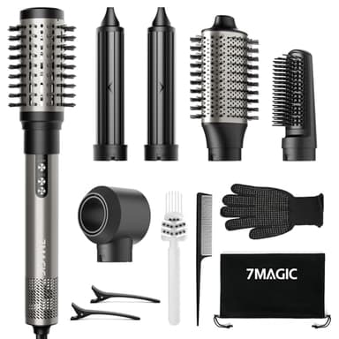 6 in 1 Airstyler, Ionen Föhn, Multifunktionaler Hairstyler, 110000 U/Min, Professioneller Warmluftbürste, Lockenstab Automatisch, Glätteisen, Zum Styling, Volumisieren, Locken und Glätten