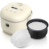 Bear Reiskocher 3,5 Tassen (ungekocht) mit Dampfgarer, Multifunktioneller 350W Elektrischer Mini Rice Cooker，6 Reiskochfunktionen für 2-4 Personen