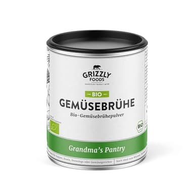 Grizzly Foods • Bio Gemüsebrühe Pulver 280g • 100% Bio & natürlich • Ohne Hefe, Zucker & Palmöl • Reine Zutaten aus Gemüse & Kräutern • Perfekt zum Kochen, Würzen & Verfeinern