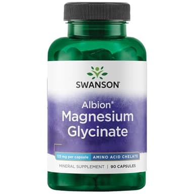 Swanson, Albion Magnesium Glycinate, 90 glutenfreie Kapseln, 266mg Magnesium je Dosis, Sojafrei, GMO frei, Geschmacksneutral
