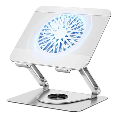 ICARE Laptop Ständer mit Magnetischem Laptop Kühler, 360° Schwenkbar, 10KG Tragkraft und 18dB Leise, Laptopständer für Laptops und Tablets bis 16 Zoll, Silber