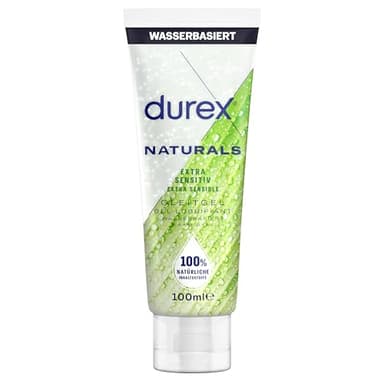 Durex Naturals Extra Sensitiv Gleitgel – 100% natürliches Gleitmittel mit Aloe Vera Extrakt – Dermatologisch getestet & pH-freundlich – 100 ml (1 x 100 ml)