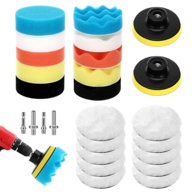 Zikenis 26 Stück Polieraufsatz Akkuschrauber,Auto Polierschwamm Set,80mm Polierschwämme Pads,Polieraufsatz Winkelschleifer,für Poliermaschinen Verwendet zum Polieren Schleifen Wachse