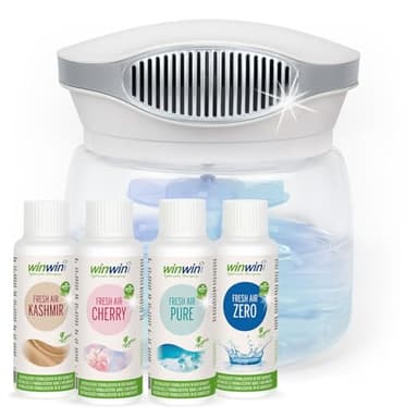 winwinCLEAN® SET: MASTER Bowl 4.0 + 4x100ml veganes Raumluftdeo I Luftreiniger, Air Purifier mit Wasserfilter entfernt Schadstoffe Pollen Staub Tierhaare Schimmel | Ideal für Allergiker & Asthmatiker