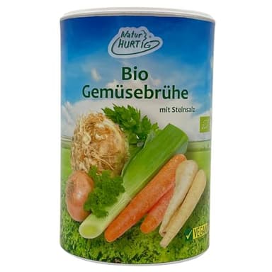 Natur Hurtig Bio Gemüsebrühe 275 g | Ohne Zusatzstoffe, ohne Glutamat, ohne Hefe | Vegan, mit natürlichem Steinsalz verfeinert