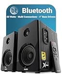 MAJORITY D40 Bluetooth Lautsprecher Boxen | 60W 2.0 Aktivlautsprecher | Studio Monitor mit 4"-Treiber | Regallautsprecher für HiFi Stereo mit Optischer, RCA-, USB- und AUX-Eingang | Fernbedienung