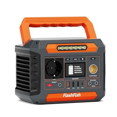 FlashFish P66A Tragbare Powerstation 144.3Wh, 200W Solar Generator mit 230V AC/DC/USB/Typ C/LED-Lichter, Stromgenerator Akku für Camping, Reise, Unterwegs, Notstrom