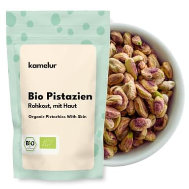 Kamelur 1kg BIO Pistazien ohne Schale und mit Haut - naturbelassene Pistazienkerne, geschält und ungesalzen