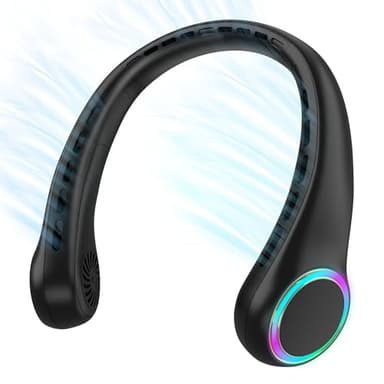 ITSHINY Tragbarer Ventilator für Hals, Leiser Mini USB Klein Camping 4000mAh mit 3 Geschwindigkeiten, LED-Licht für Frauen Mann Heim Büro Reisen Outdoor