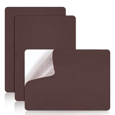 3 Stück Kunstleder Flicken Selbstklebend, 20 x 28 Leder Reparatur Patch, Lederflicken, Lederreparaturset für Autositze Sofas, Handtaschen, Taschen, Möbel (Braun)