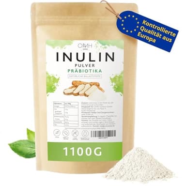 Inulin Pulver Präbiotika Ballaststoffe 1100g (1,1kg) Anbau in Europa Zichorien Wurzel vegan